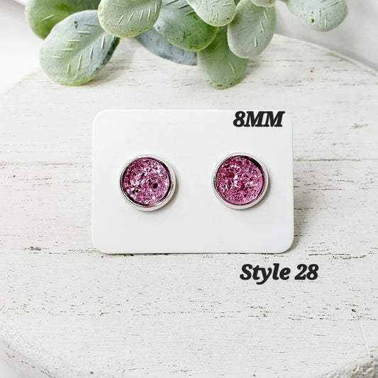 8MM Crystal Pink Studs