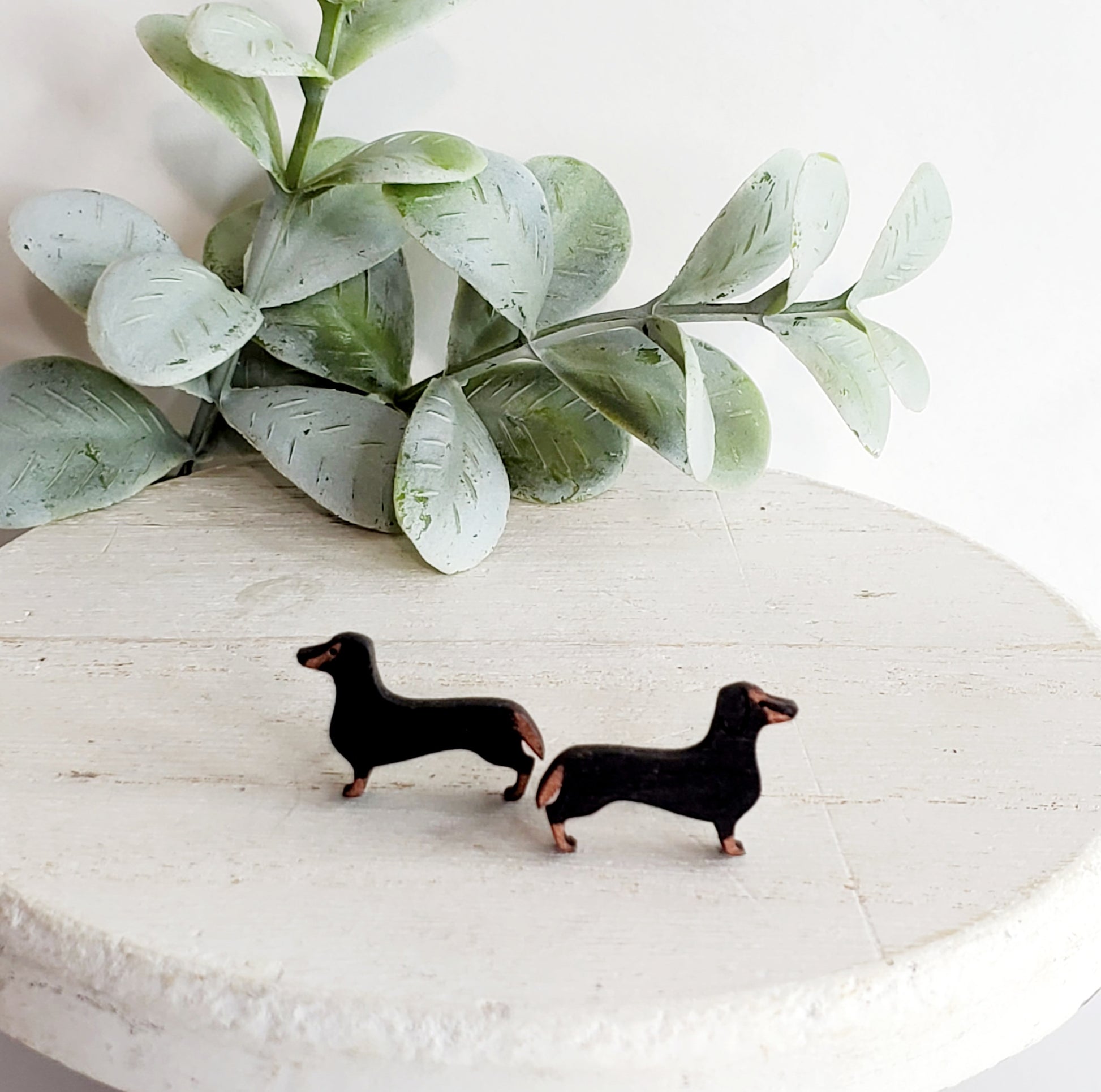 Dachshund Silhouette Wood Studs