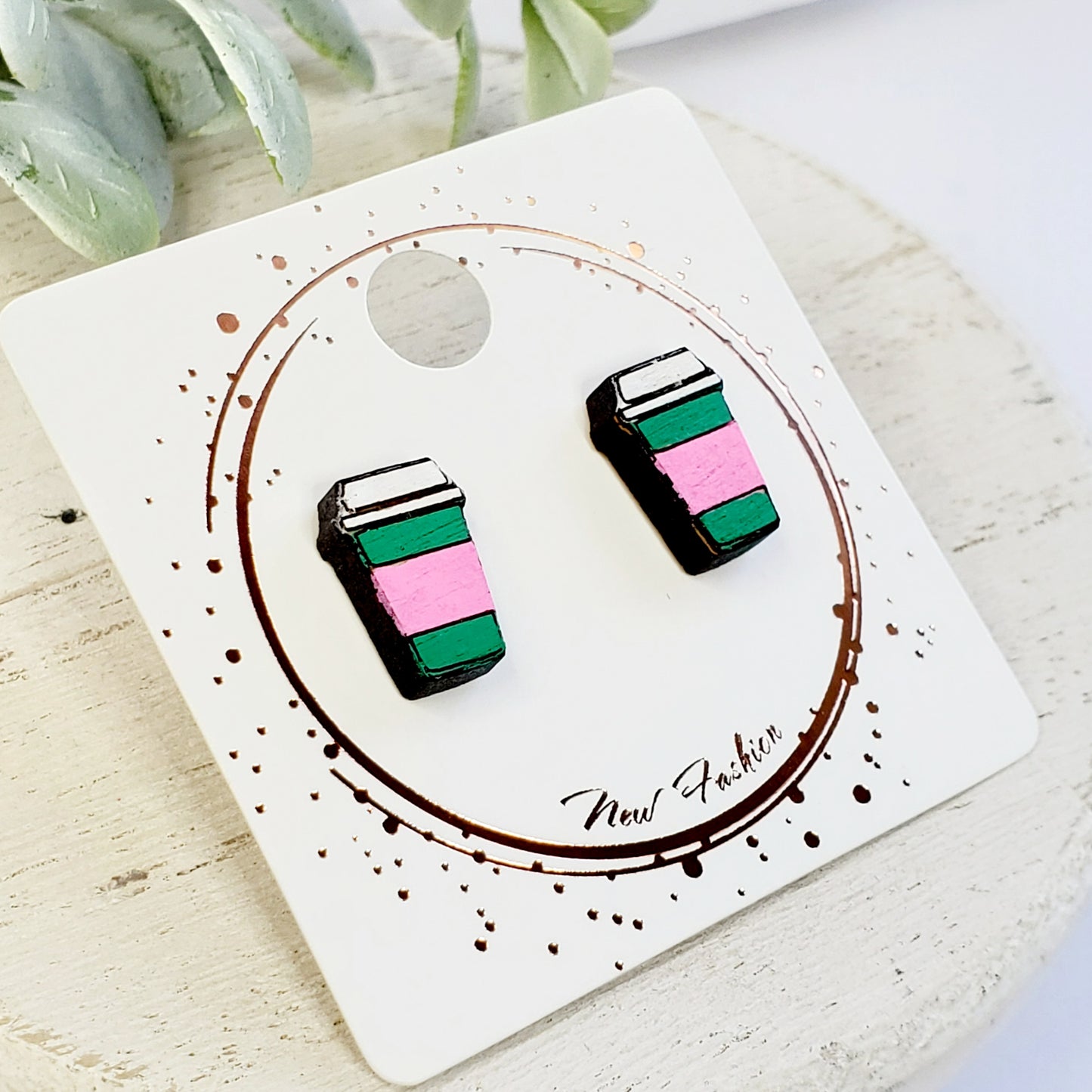 Coffee Mug Wood Studs