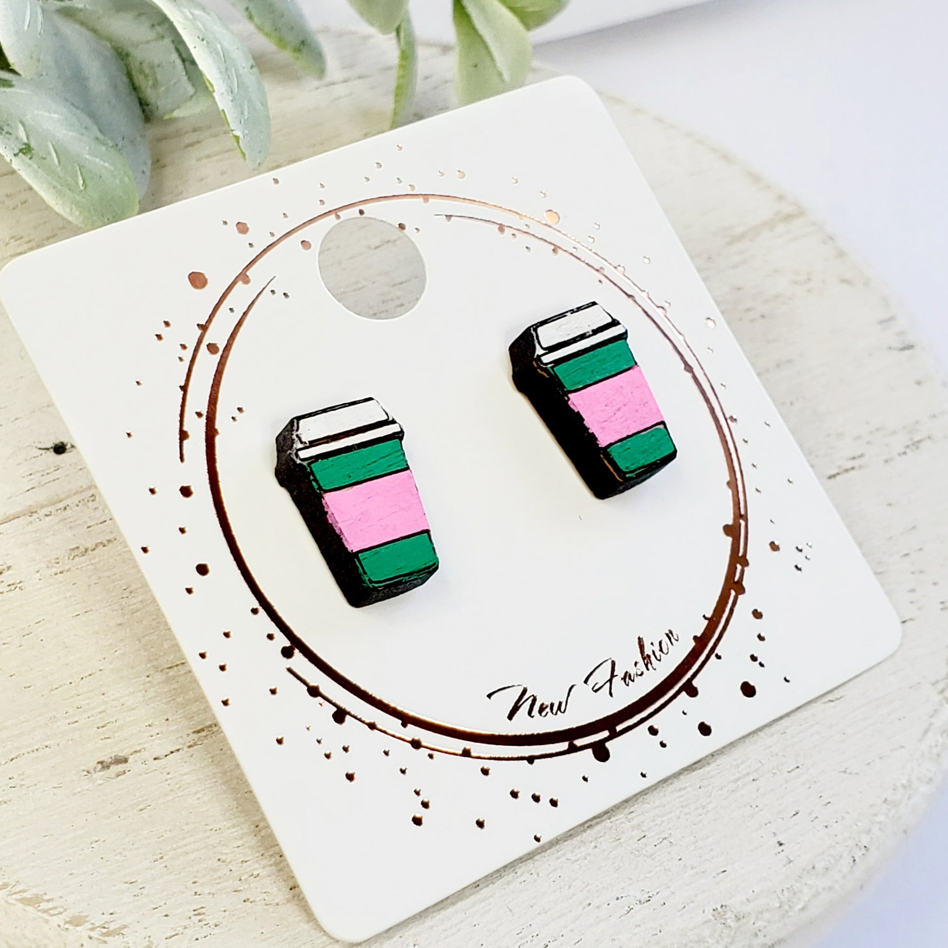Coffee Mug Wood Studs