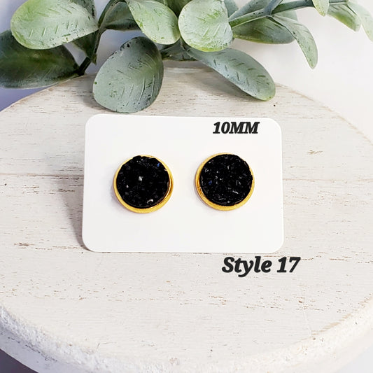 10MM Black Sparkle Studs