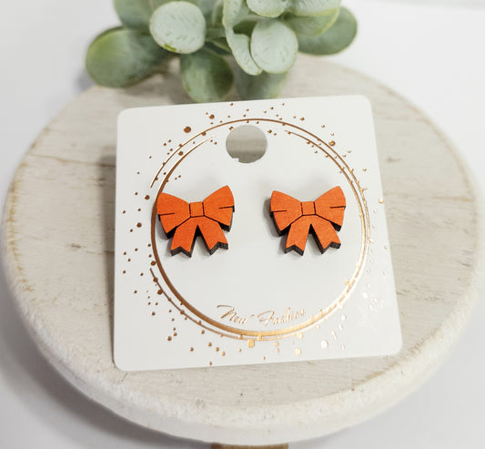Orange Bow Studs