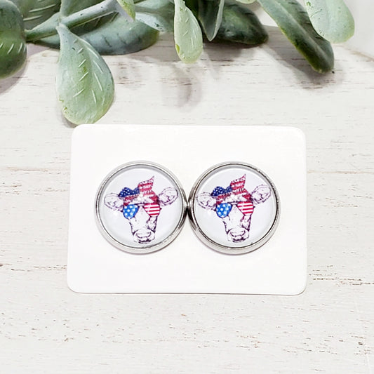 12MM Patriotic Cow Studs