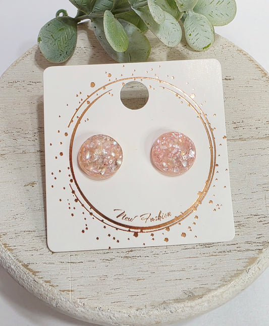 12MM Peach Pearlized Studs