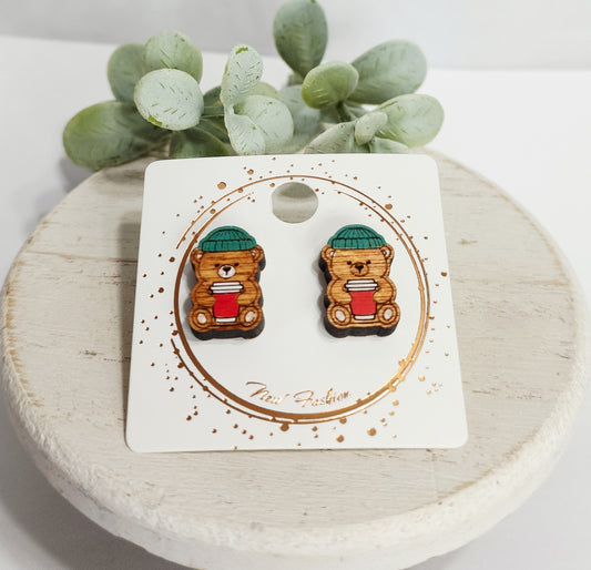 Bear Coffee Wood Studs | 2 Styles