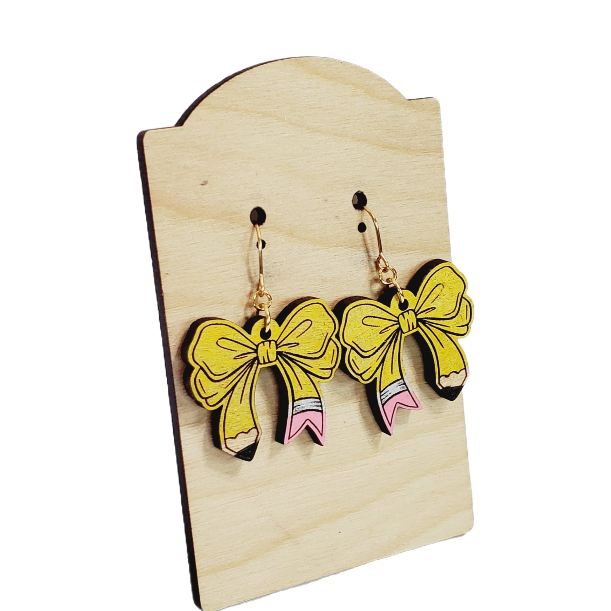 Teacher Pencil Bow Earrings