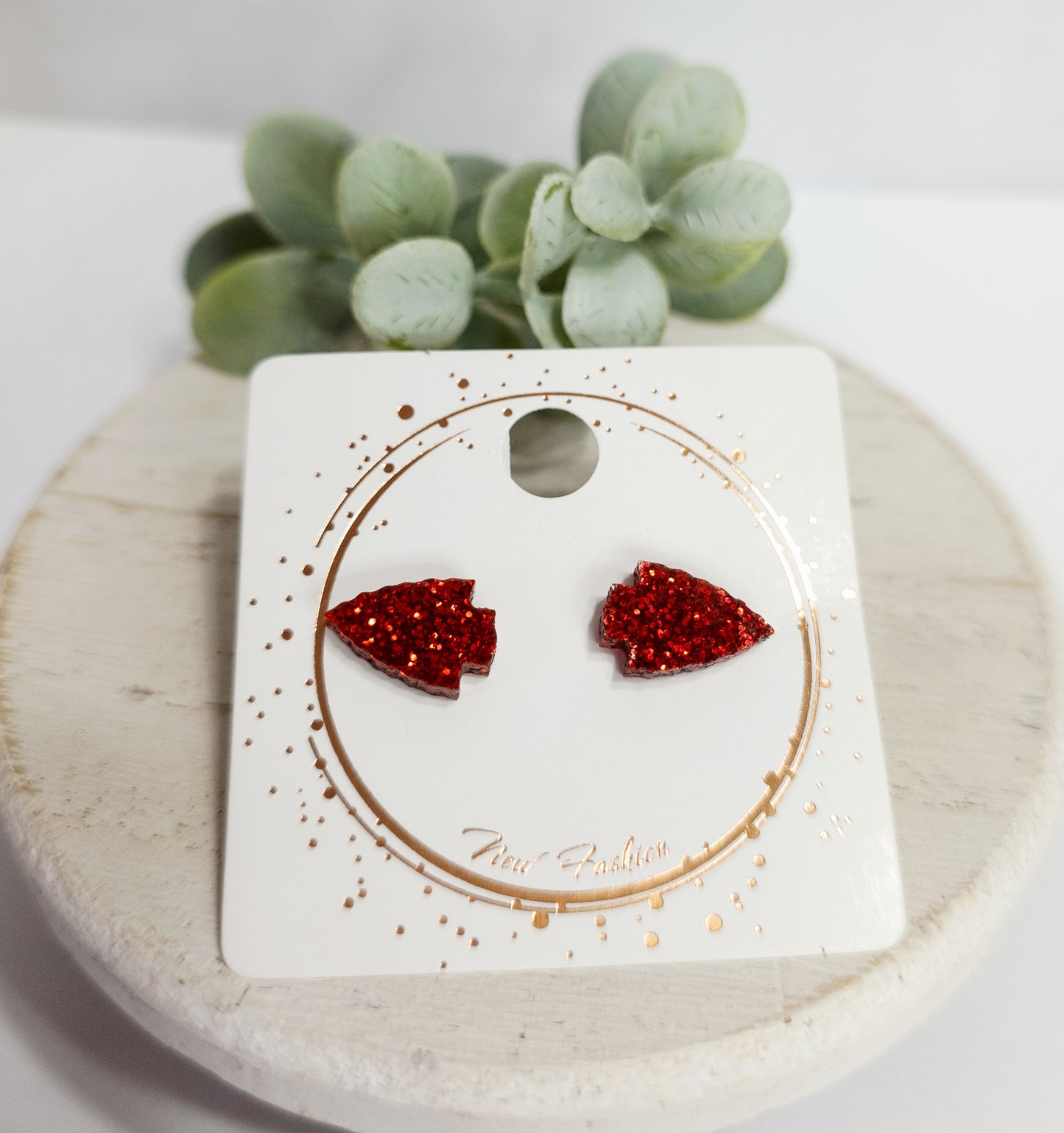 Arrowhead Red Glitter Acrylic Studs