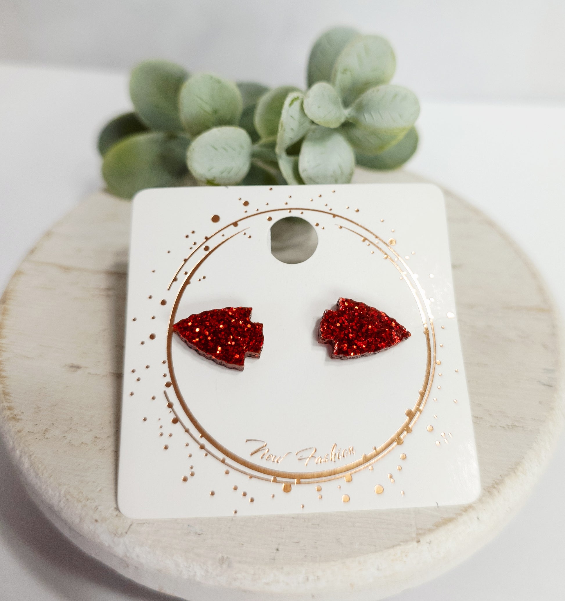 Arrowhead Red Glitter Acrylic Studs