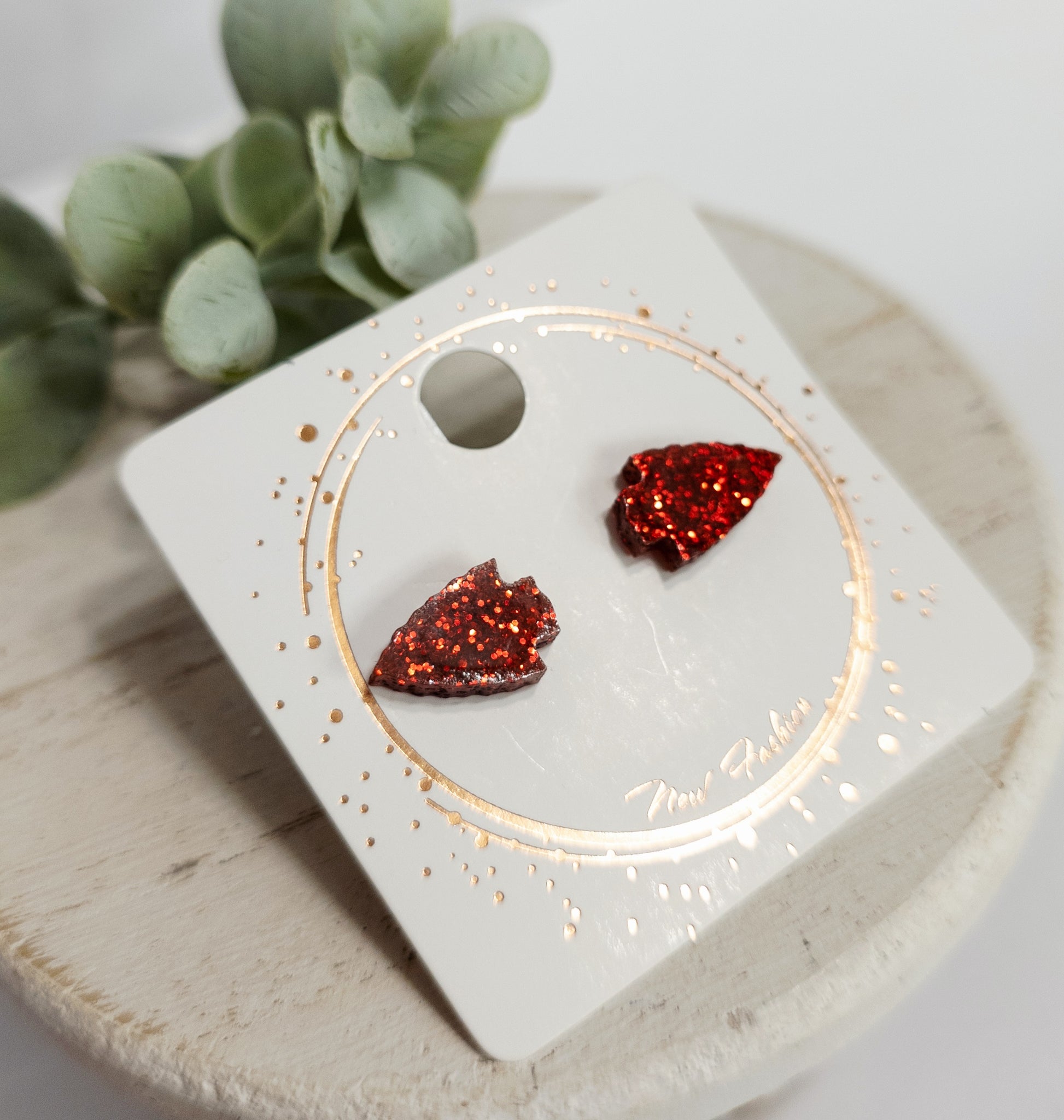 Arrowhead Red Glitter Acrylic Studs