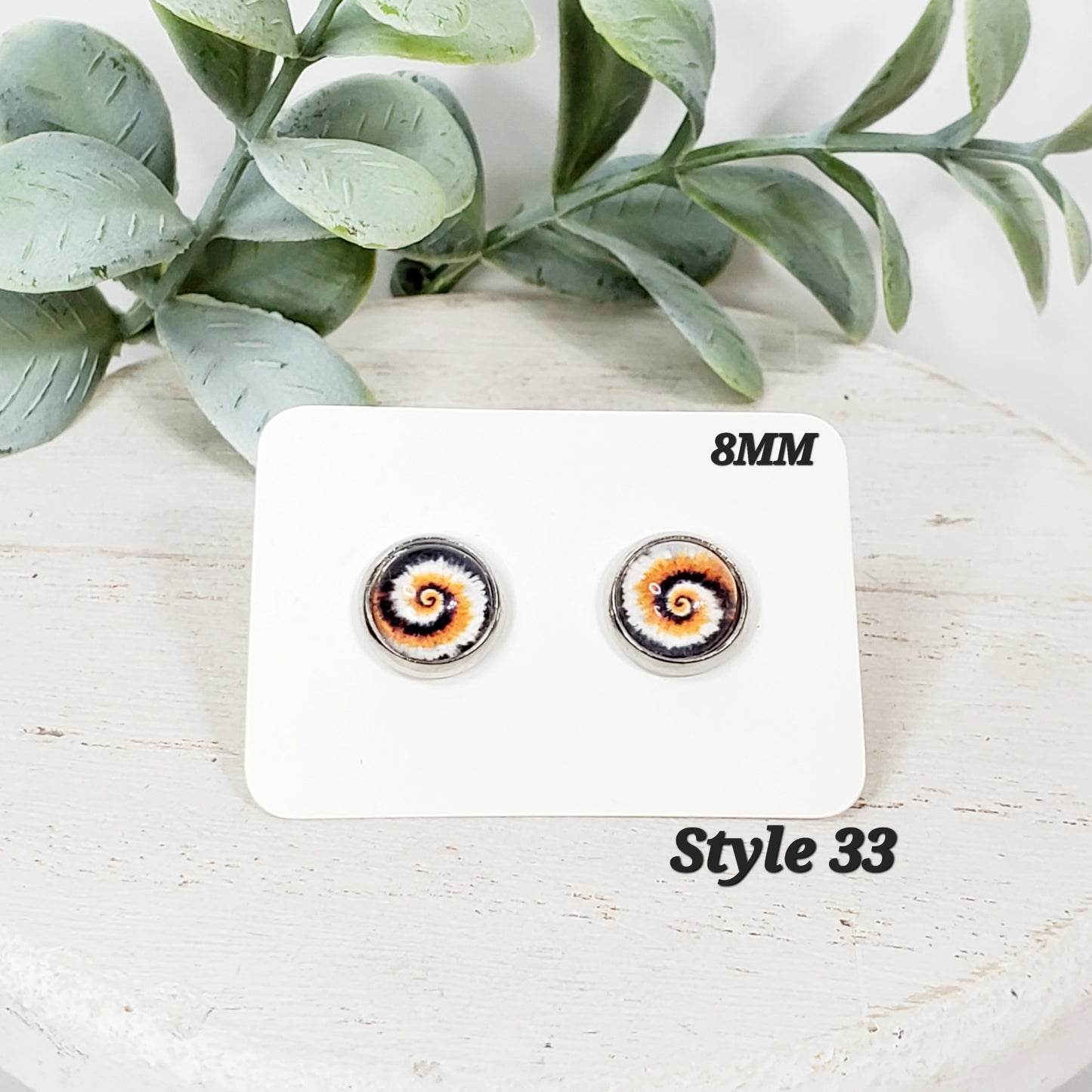 8MM Tie Dye Swirl Studs