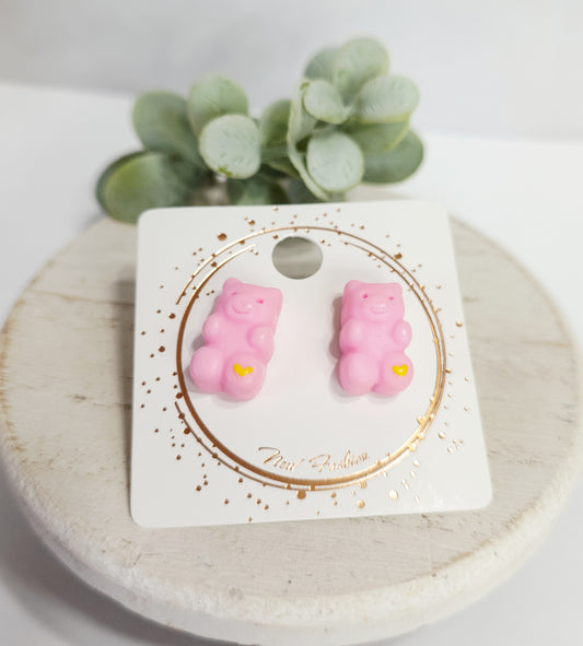 14MM Pink Bear Studs