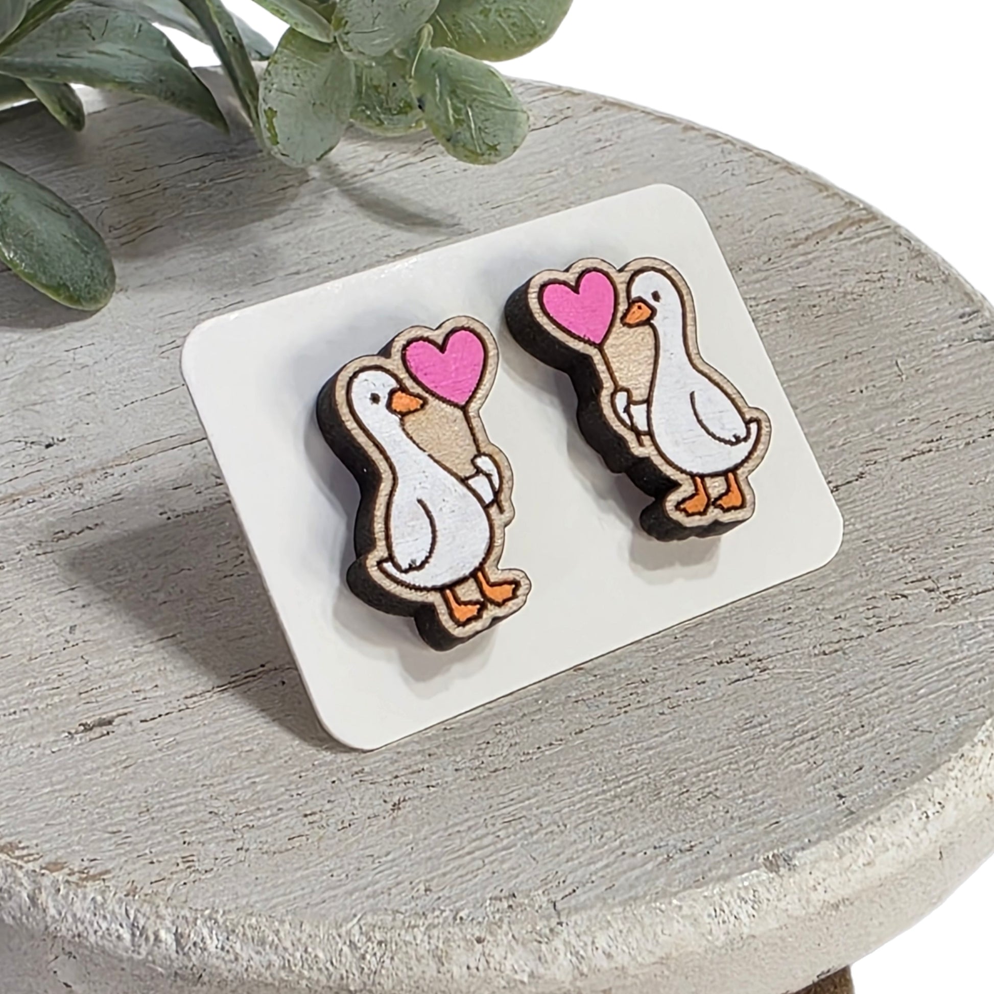 Love Wood Studs | Goose Heart Balloon