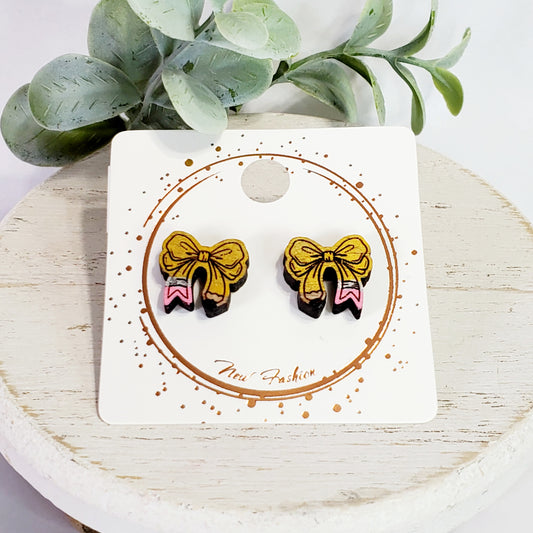 Pencil Bow Wood Studs