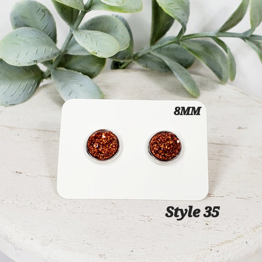 8MM Copper Orange Studs