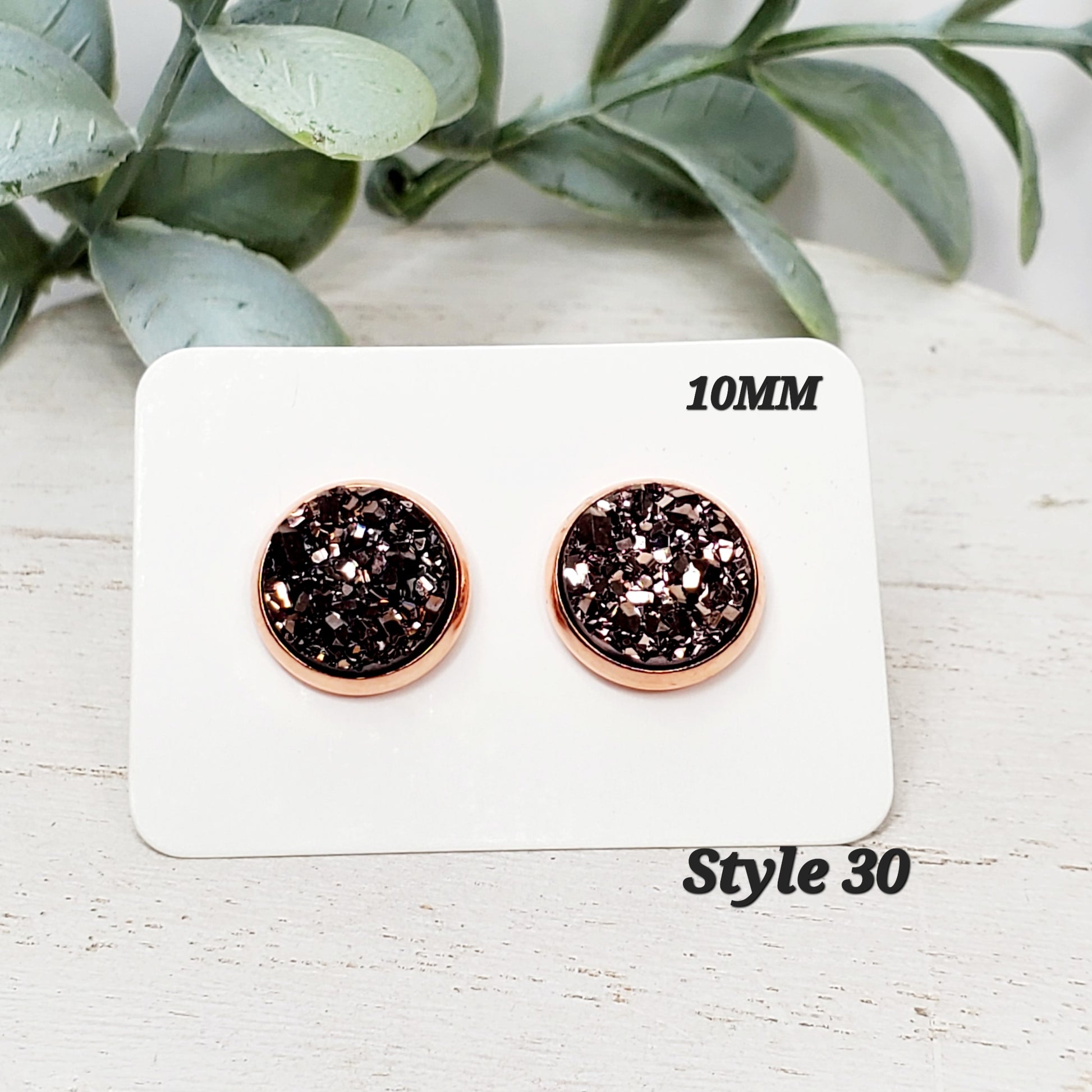 10MM Sparkle Brown Studs