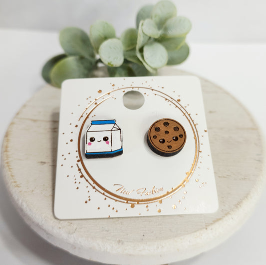 Milk and Cookie Wood Studs