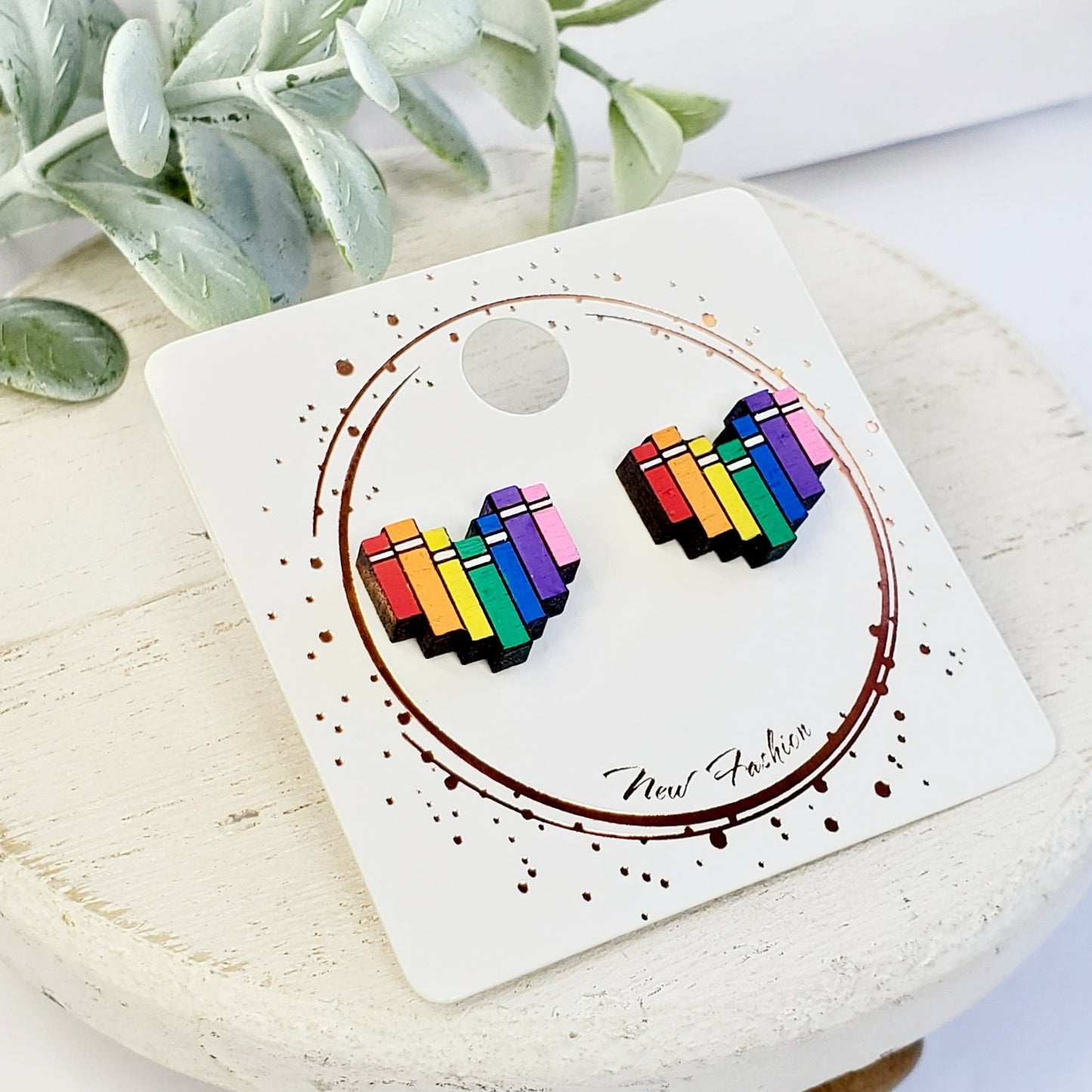 Heart Stacked Books Wood Studs