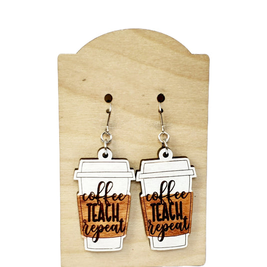Coffee Teach Repeat Earrings