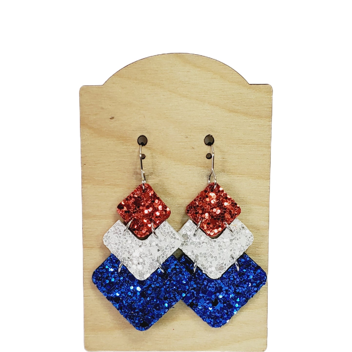 Glitter Red White Blue Stack Earrings