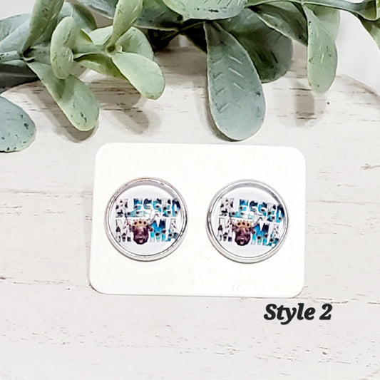 Blessed Mama Cow Studs | 12MM