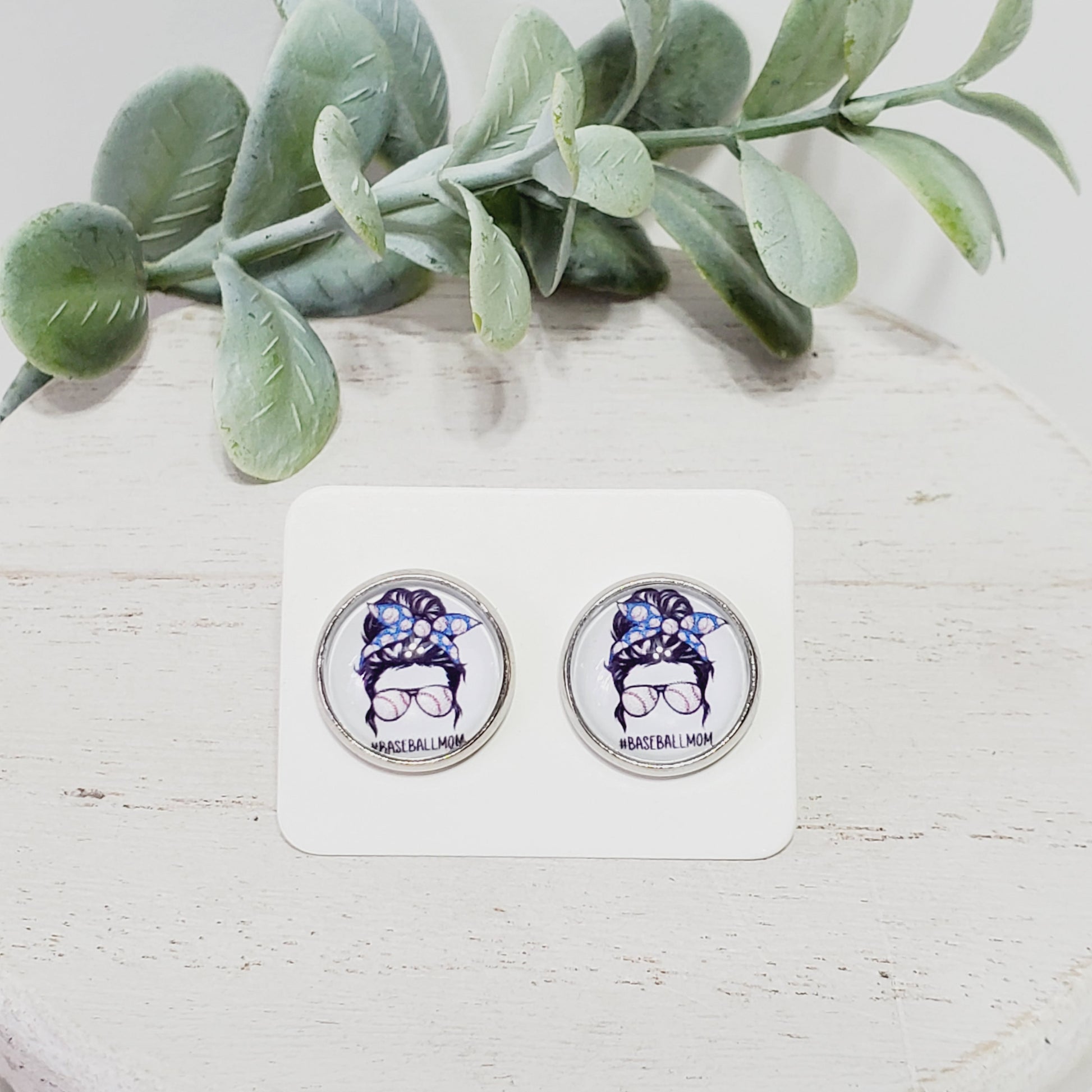 Baseball Mom Studs | 12MM