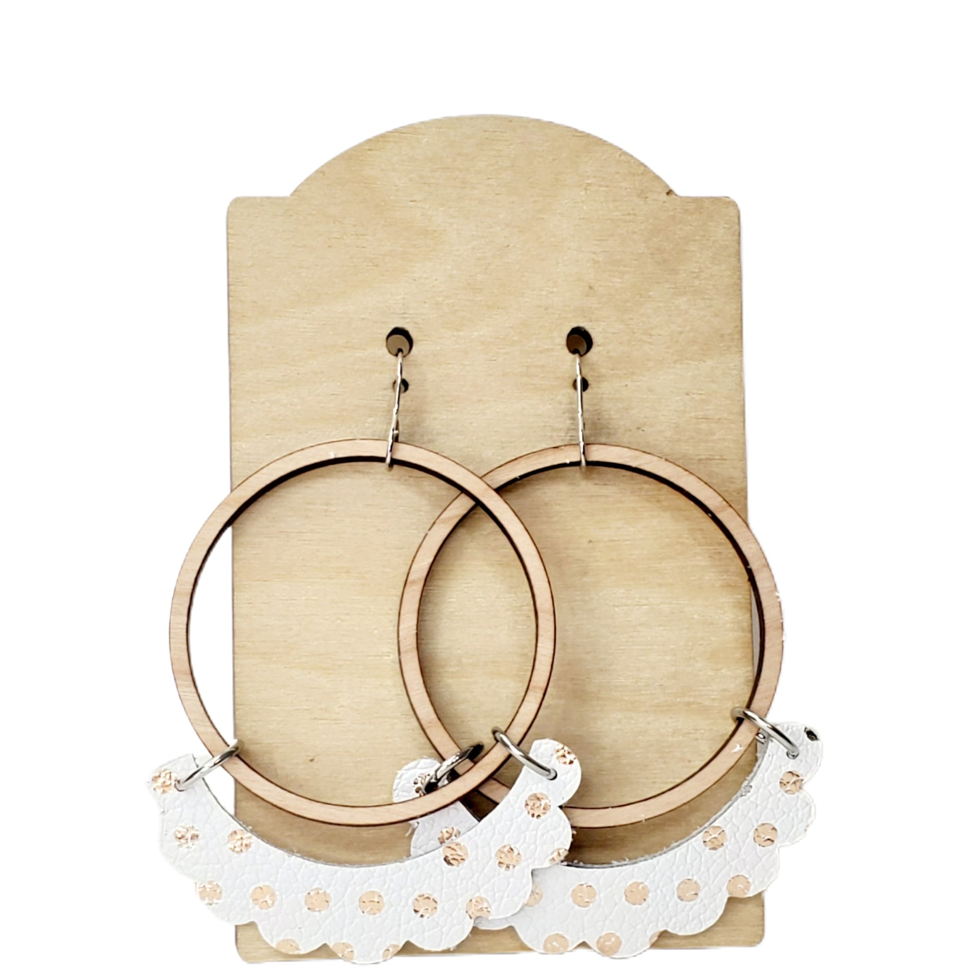 Wood Leather Hoops | Polka dots