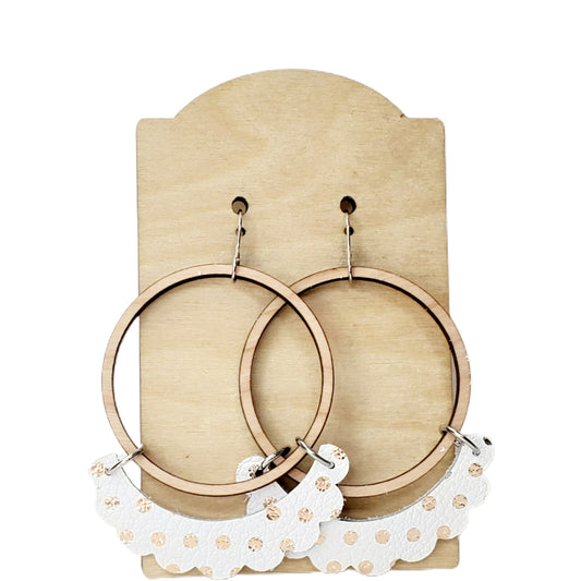 Wood Leather Hoops | Polka dots