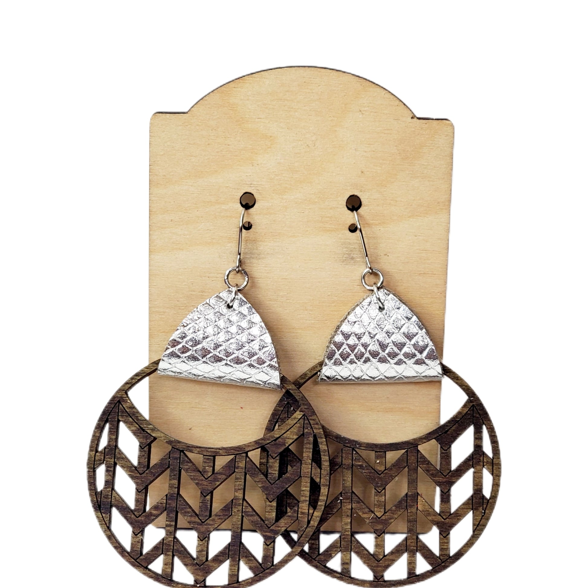 Boho Chevron Wood Earring